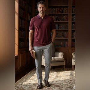 Perry Ellis Maroon Polo Shirt